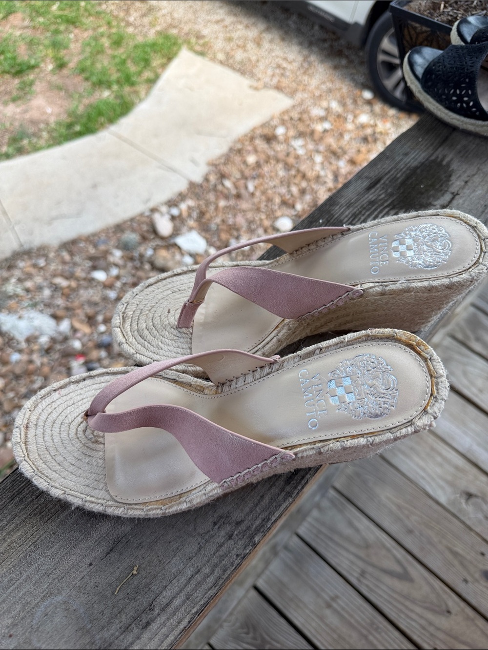 Vince Camuto Dusty Pink Espadrille Wedge Thong Sandals
